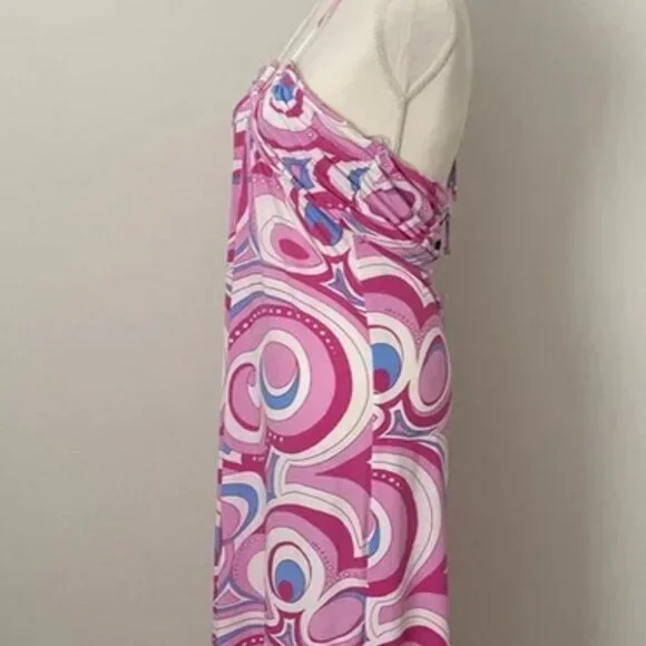 Aqua Swim Halter Pink Swirl Printed Swim-dress - Picture 3 of 4